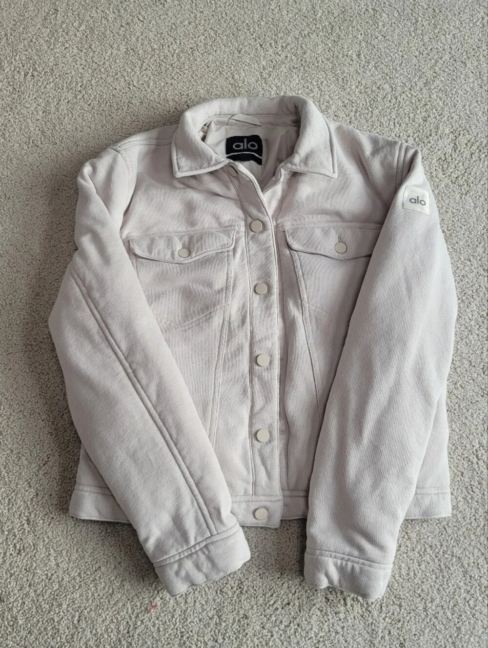 ALO Yoga Cream Neutral Jacket Relaxed Fit Athleisure Unisex Style Size S
